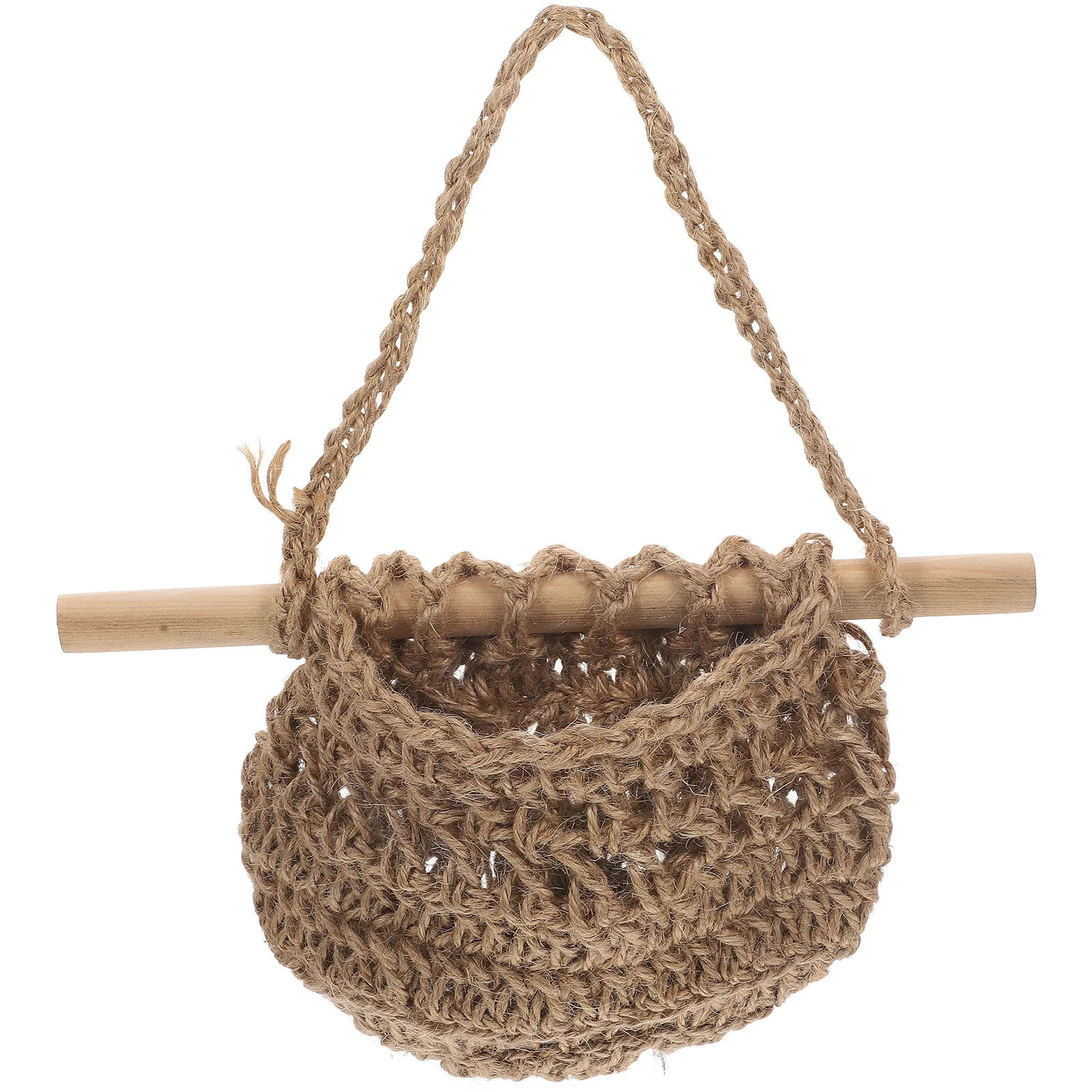 

Woven Cotton Linen Hanging Fruit Basket Multi-Function Wall Mounted Kitchen Storage Decorative Basket Organizer