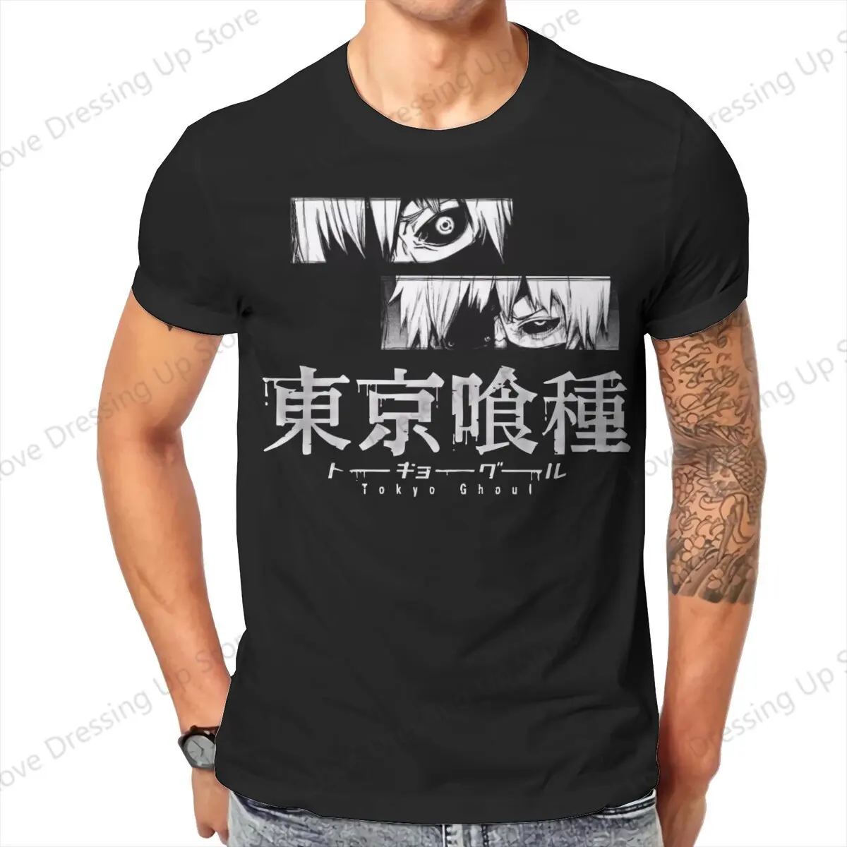 Japanese Anime Tokyo Ghoul Spider Lily  Large printed cotton men's Tshirt Short Sleeve Tshirts Funny Tops