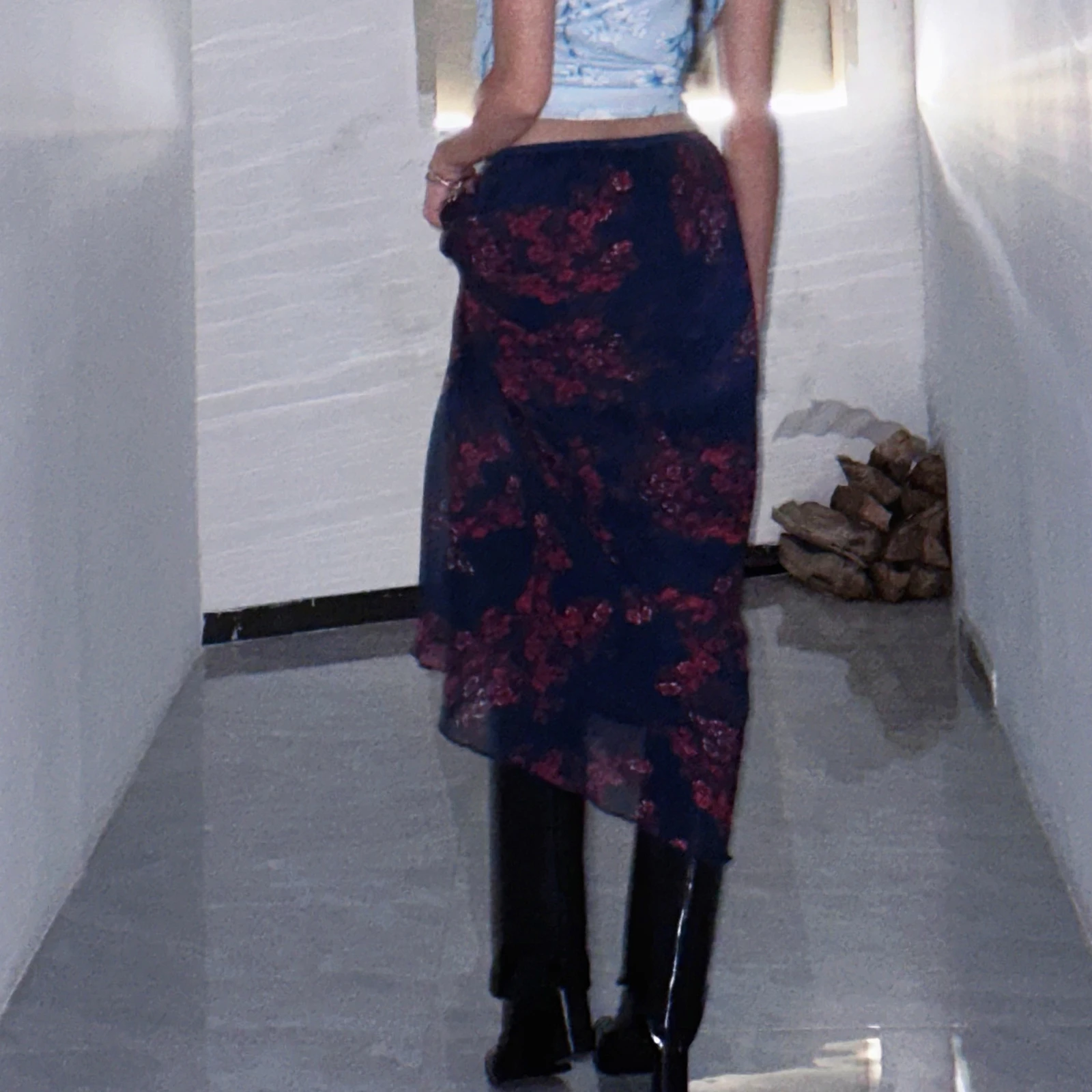 Ropa de mujer de los años 2000, falda larga gótica de moda, falda de otoño de verano con flores elegantes Vintage para citas diarias informales
