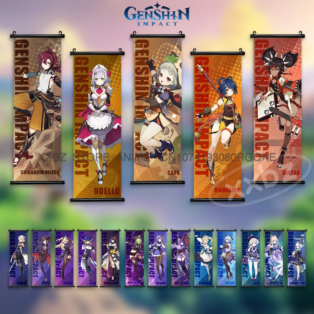 

Genshin Impact Scrolls Picture Posters Anime Wall Art Home Decoration Canvas Arataki Itto Hanging Painting For Living Room Gift