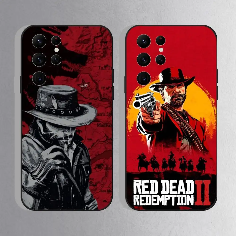 

RDR 2 Arthur Morgan Game Phone Case For Samsung S25,S24 Ultra,S20,S30 plus,S22 Plus,S23,Ultra 5G Silicone Black Shell