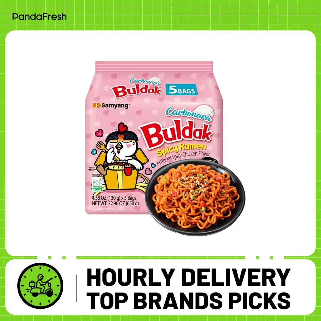 Samyang, Carbonara - Fideos con sabor a pollo caliente, paquete de 5, 130 g/bolsa