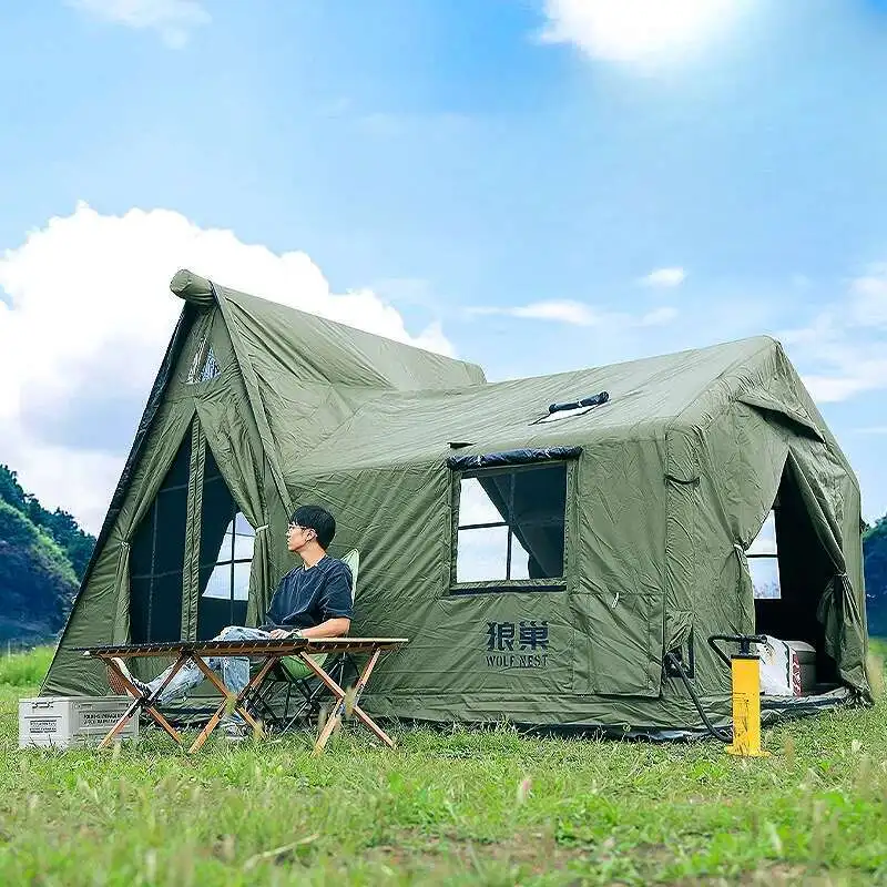 Acampamento ao ar livre portátil automático rápido proteção contra chuva acampamento piquenique cabana tipo vinil tenda iatável