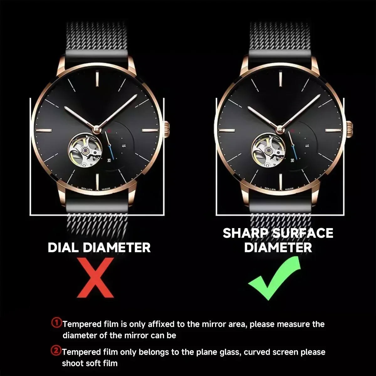 1-5PCS 26-46mm Universal Tempered Glass Smartwatch Screen Protector Protective Film 28mm 30mm 32mm 38mm 40mm 41mm 42mm Diameter image 4