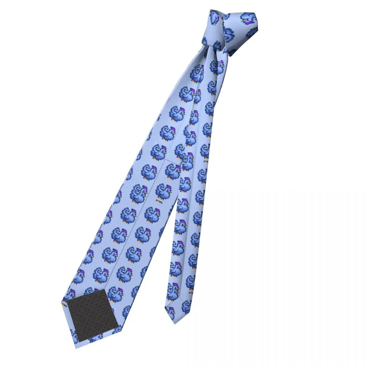 Stardew Valley Pixel Blue Chicken Necktie Unisex Polyester 8 cm Neck Ties for Men Fashion Classic Daily Wear Cravat Business