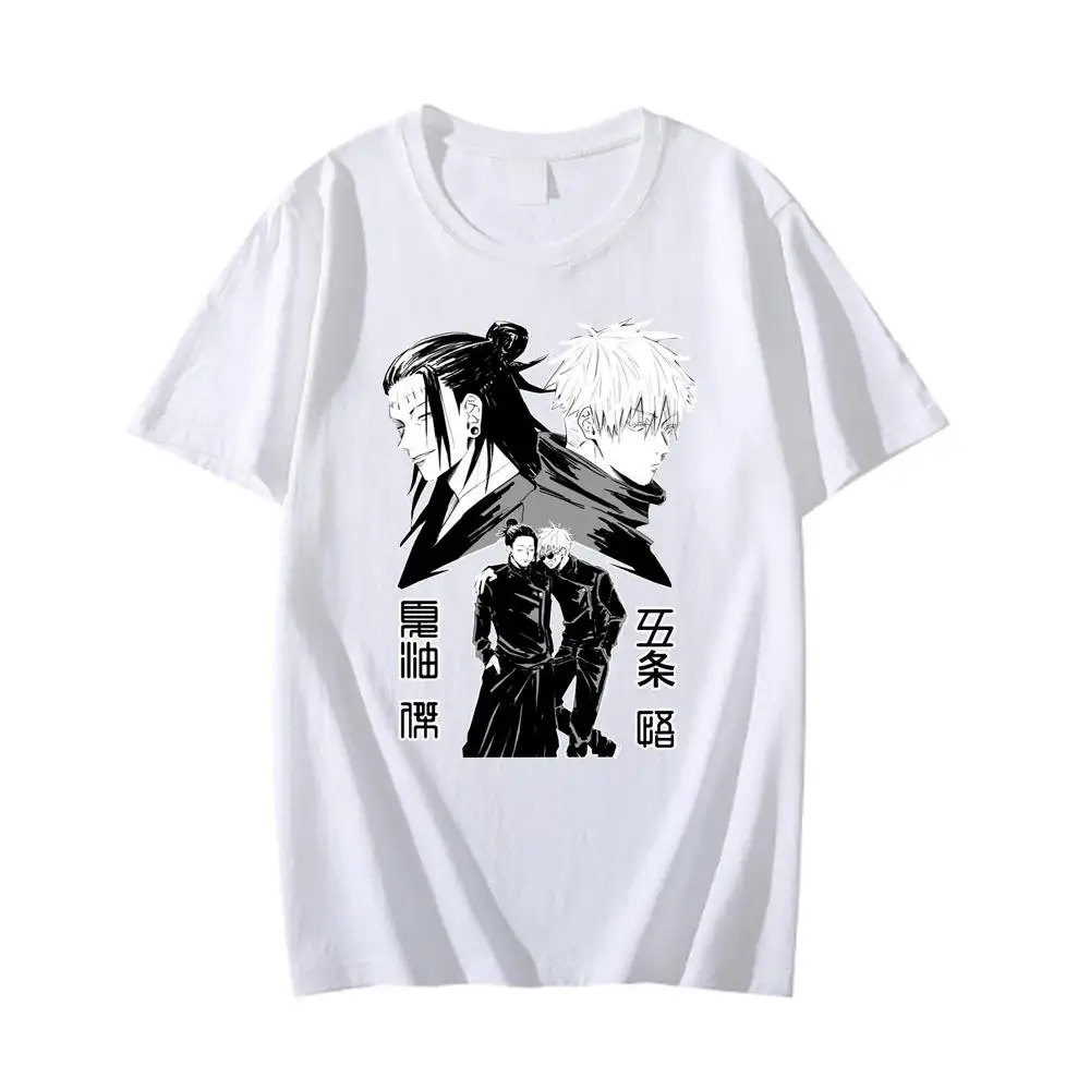 Camiseta con estampado gráfico de Anime japonés Jujutsu Kaisen Suguru Geto, camiseta informal de moda con cuello redondo de manga corta de talla grande para mujer
