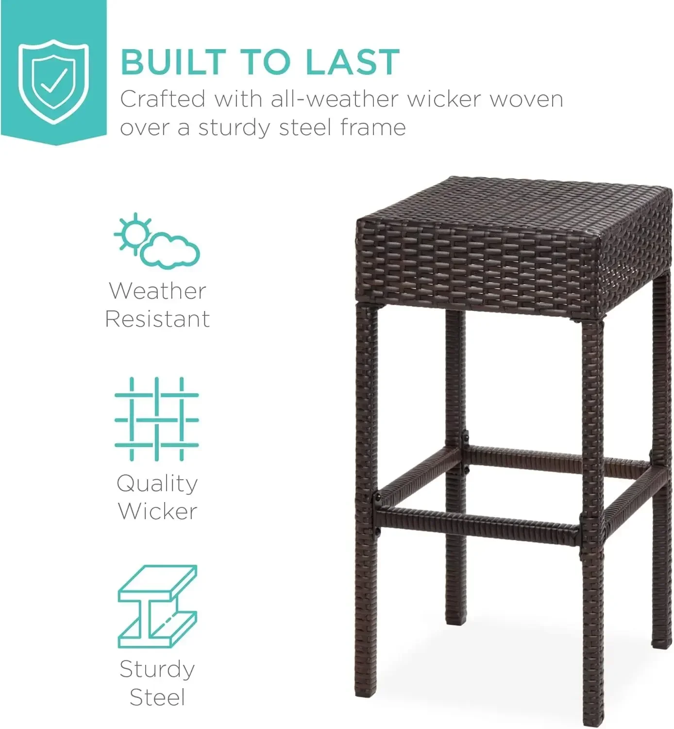 [Limited Time Offer, Buy Now!]5-Piece Outdoor Wicker Bar Table Set for Patio, Poolside,Hidden Storage Shelf, Metal Tabletop, 4 S