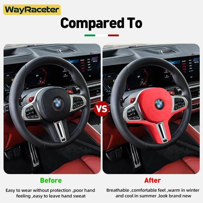 Alcantara Wrap Car Steering Wheel Airbag Interior Trim Cover For BMW X5 M F95 G05 X6 F96 G06 X3 G01 F97 X4 G02 F98 2022 2023