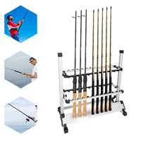 24 Rods Portable Fishing Rod Rack Fishing Rod Holder Aluminium Fishing Pole Holders for Garage Shopping Mall Tackle Store Boat