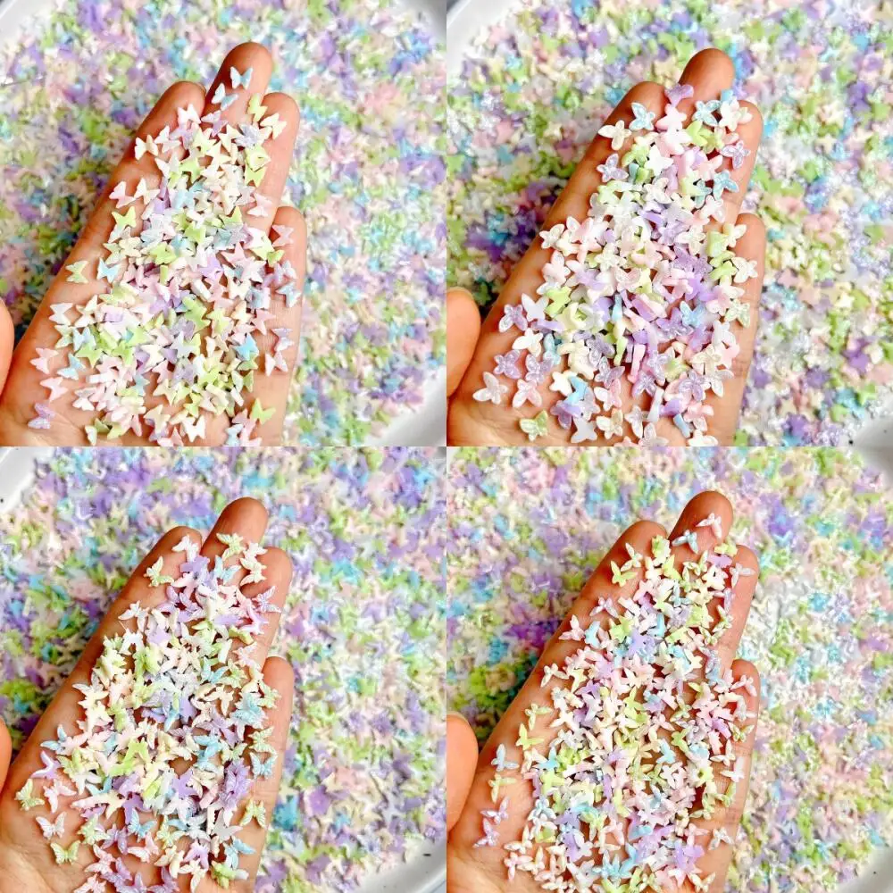 60PCS 3D Solid Color Minimalist Resin Butterfly Nail Art Decorations Creative Shining Simulated Butterfly Nail Charms DIY Nails
