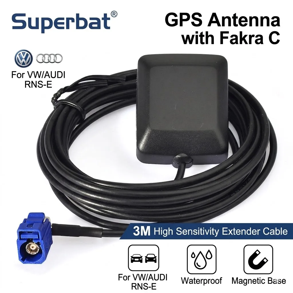 Superbat-cable extensor de antena GPS Fakra C 3M para VW Golf AUDI, sistema de navegación GPS, receptores GPS, seguimiento de módulo GPS DVR para coche