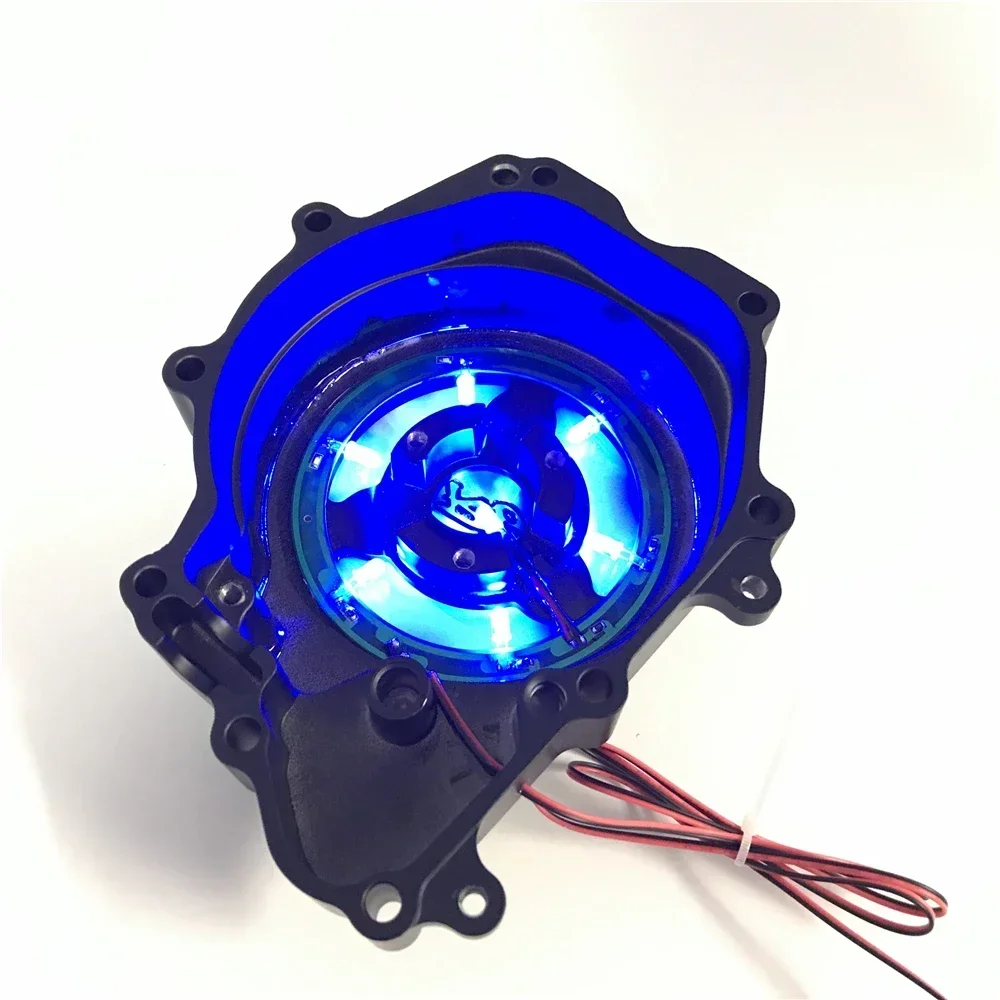 Blue LED See Through Engine Stator Cover for Yamaha YZF R6 2003-2006 06-09 R6S BLACK Aftermarket Motorcycle Parts