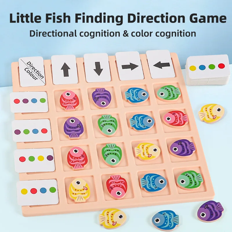 New Wooden Montessori Learning Toys for Kids Logical Thinking Training Color Direction Cognition  Interactive Battle Board Game
