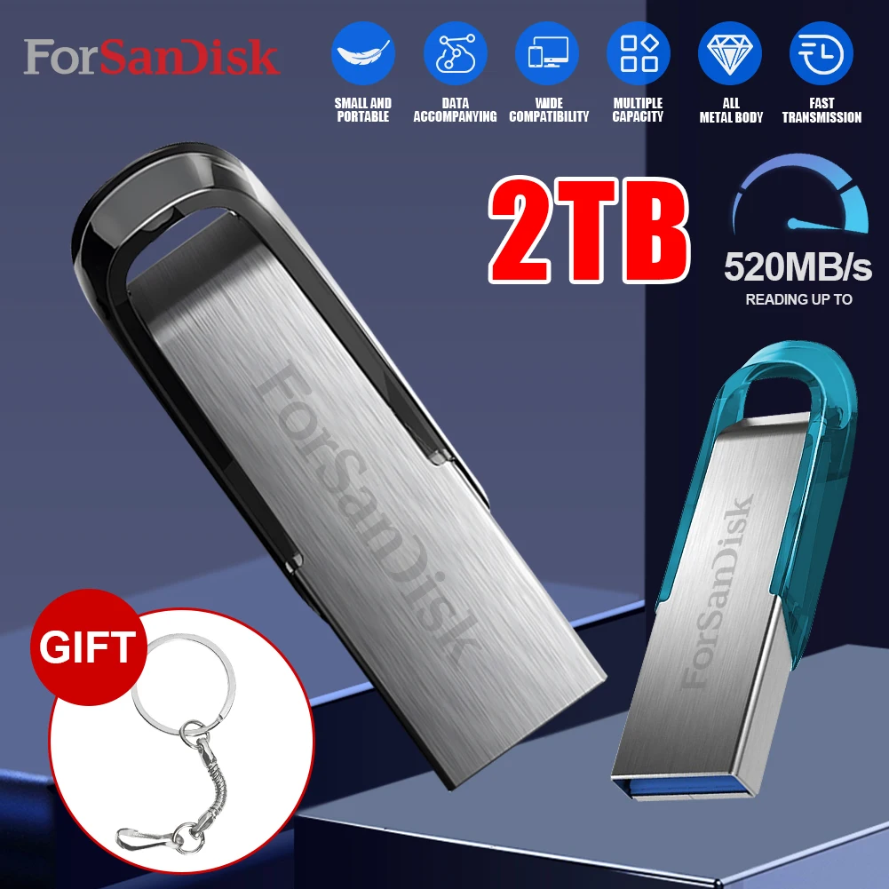 ForSanDisk Pen Drive 2TB USB3.0 Flash Drive 1TB Pendrive Memory Stick Type-c Micro USB Stick For Video Card/mini Cameras/Ps Vita
