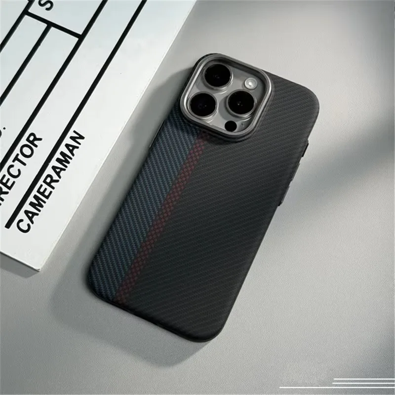 High End Carbon Fiber Braided Texture for iphone 16 14 pro Max 13 12 With Magsafe Simplicity Shockproof Drop-resistant Safe Case