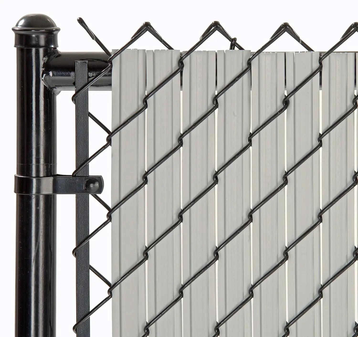 Double-Wall Vertical Bottom-Locking Privacy Slats for Chain-Link Fence with Wings, 6ft Gray, Customized