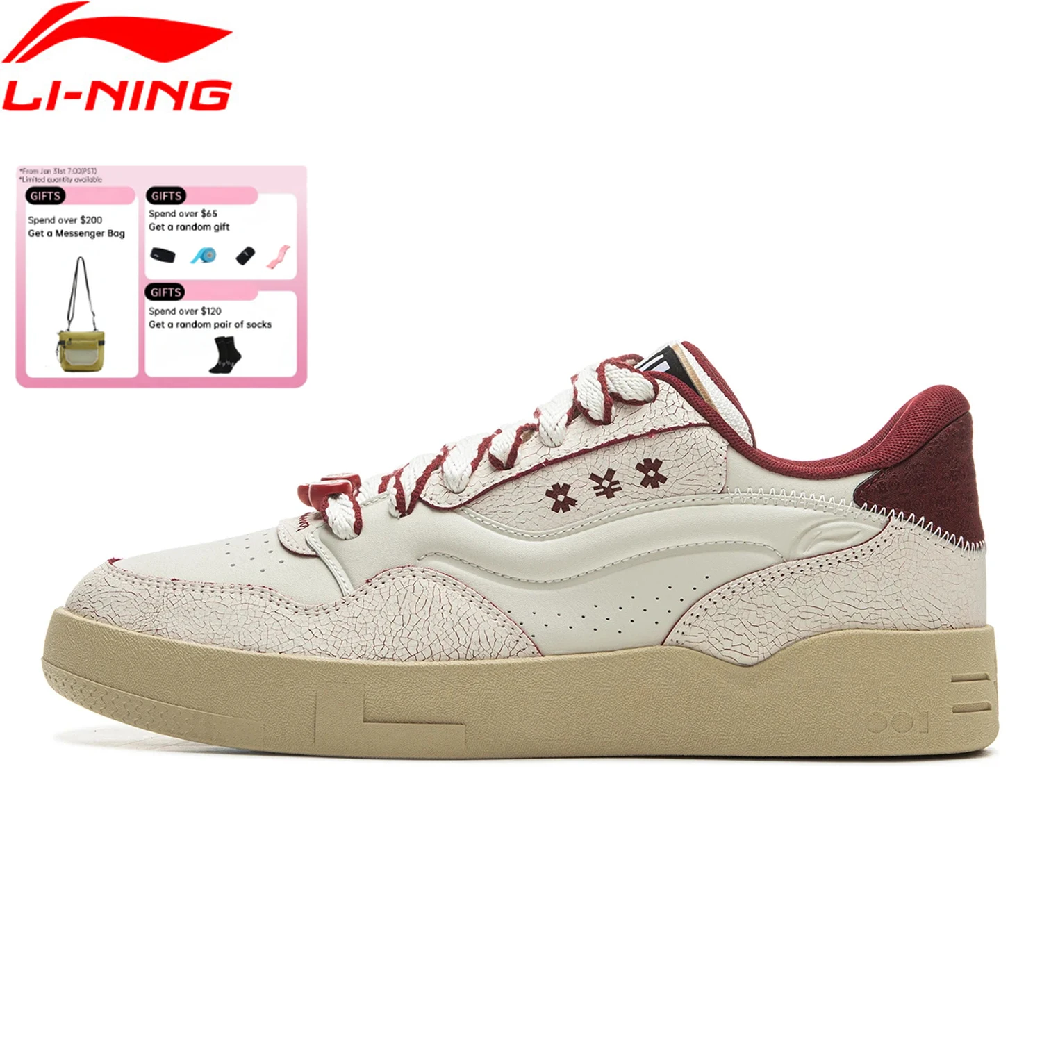 

Спортивные кроссовки Li-Ning унисекс 001 BTC 2 с амортизацией LIGHT FOAM, стильные классические повседневные кроссовки LiNing AGCV019