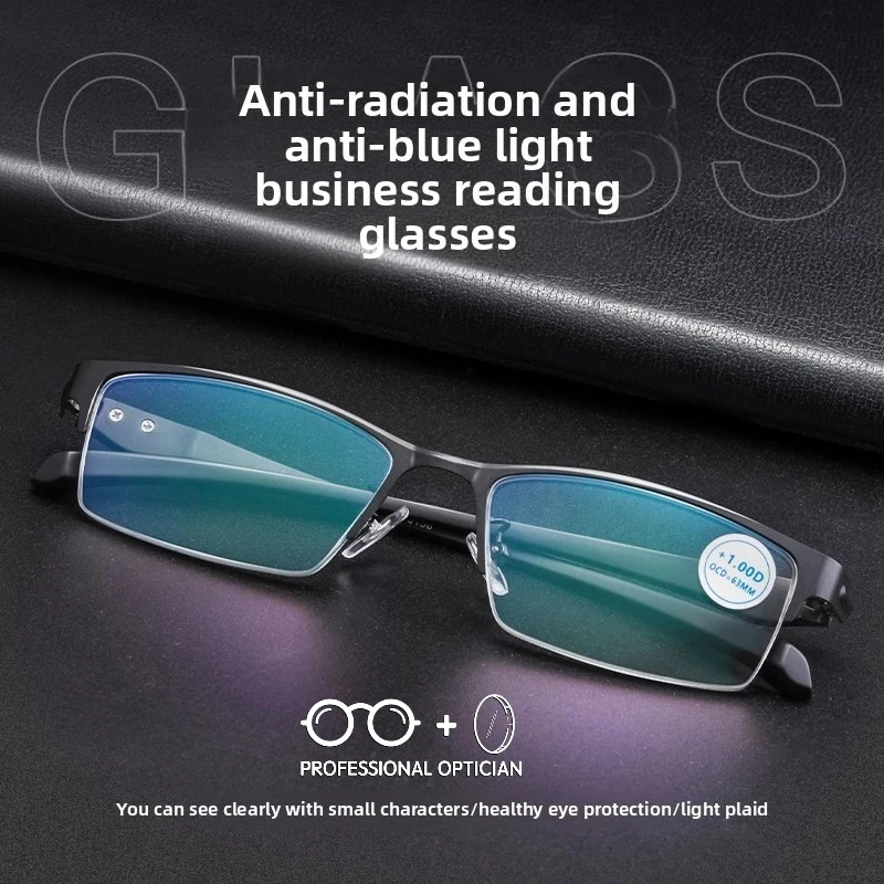 

Business Men’s Reading Glasses, Anti-Blue Light Glasses Men Optical Prescription Progressiveنظارات طبية oculos masculino de grau