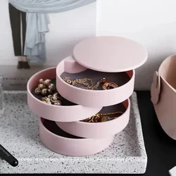 5 Layers Rotating Jewellery Storage Box Women Necklace Desk Organizer Earring Holder Travel with Lid for Ring Bracelet Storage