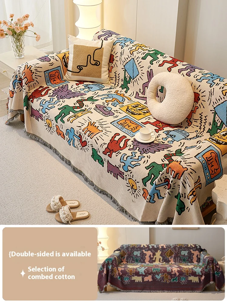 Sofa Cushion Cloth Double Sided Sofa Cover Thick Non-Slip Sofa Cover Full Cover Knee Blanket Cover Cloth Sofa Blanket