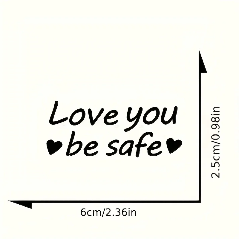 2PCS Love You Take Care Heart Sticker Vinyl Decal Romantic Car Mirror Glass Metal Surface Waterproof Decor