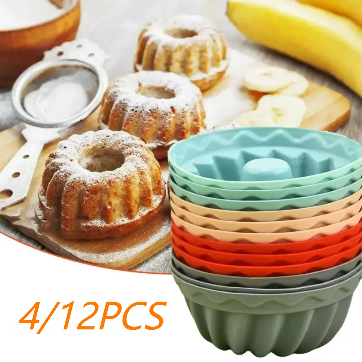 

4/12 шт. силиконовая форма для выпечки, мини-чашки для кексов, форма для яичного пирога, кекса, силиконовая форма «сделай сам», формы для выпечки, кухонные аксессуары