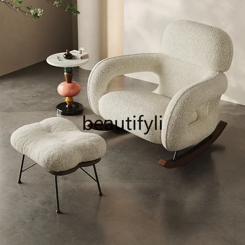 

Smt14 New Italian rocking chair leisure chair living room sofa new single balcony home art leisure recliner s 14