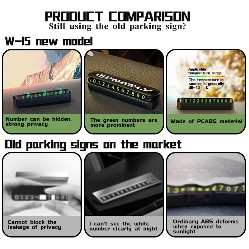 Car Portable Universal Temporary Parking Phone Number Plate For Geely NL3 EX7 X7 EC7 GX7 GT GC9 X6 Geometry Tugella GX3 CK - view 3