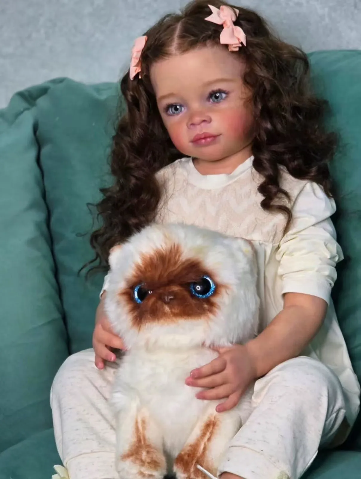 28in Light Tanned Skin Tone Meili Pretty Girl Reborn Baby Doll Rooted Hair Artist Painted Toddler Collection