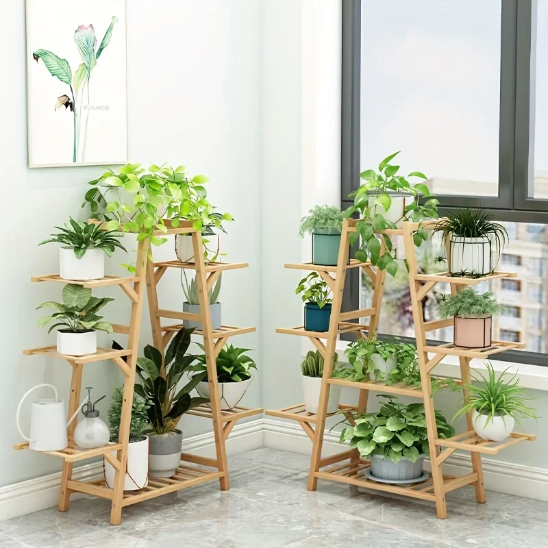 New Multi Layer Triangular Flower Stand Shelves, Indoor Outdoor Floor Plant Pot Rack for Balcony Living Room Garden Decor