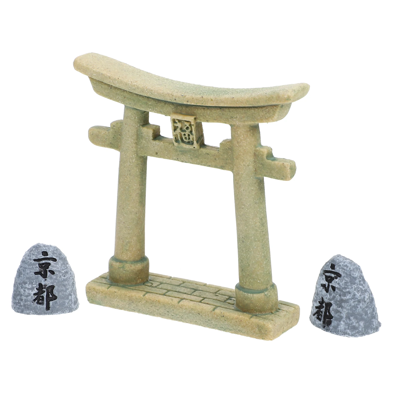 

1 set Japanese Style Mini Gate Ornament Resin Fish Tank Decor Micro Landscape Decoration Sand Table Prop Miniature Gate