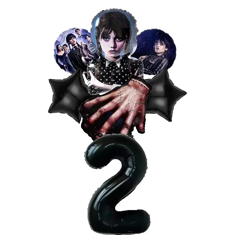 Wednesday Birthday Decorations Addams Aluminum Film Balloon Disposable Tableware Plate Cup Napkin Party Supplies Baby Shower