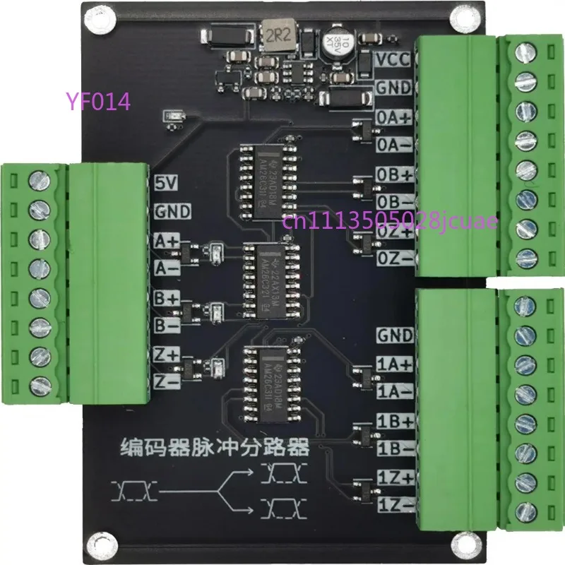Encoder Pulse Signal Splitter 1 In 2 Out 5V TTL RS422 Raster Scale Signal Distributor
