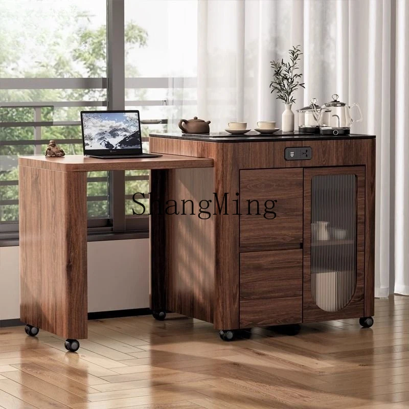 

ZYY household small apartment tea table multi-functional solid wood retractable tea balcony tea table