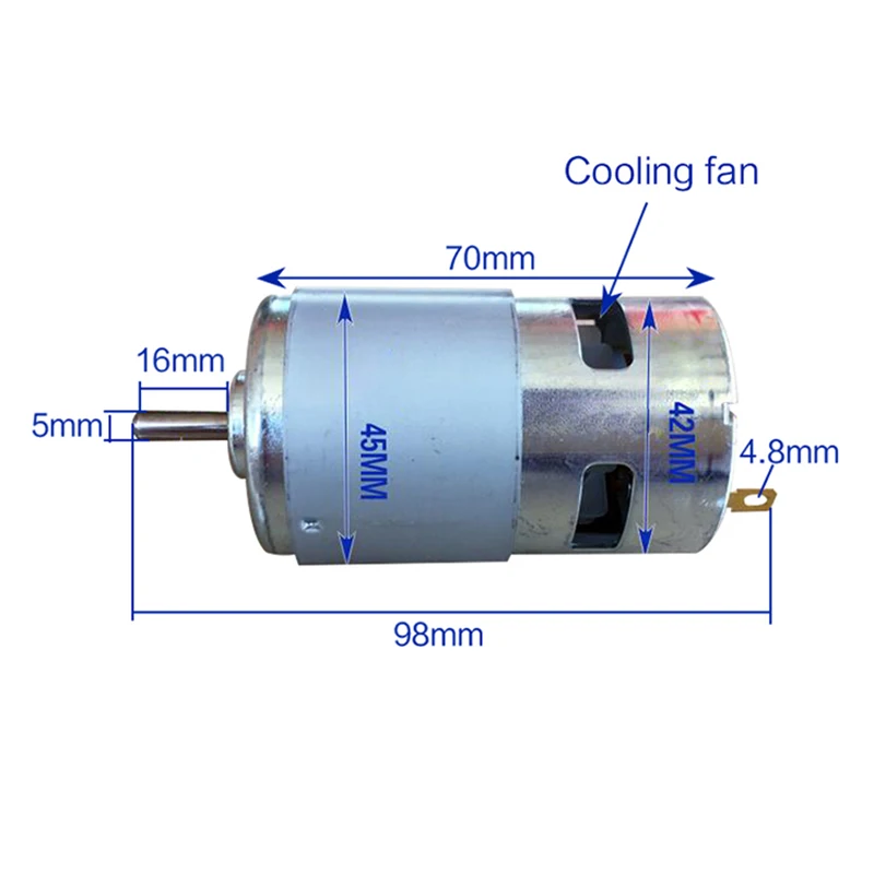 775 DC Motor 12V 24V Double Ball Bearing 288W 150W 80W High Speed 4000/6000/8000/12000rpm RS775 Large Torque Low Noise