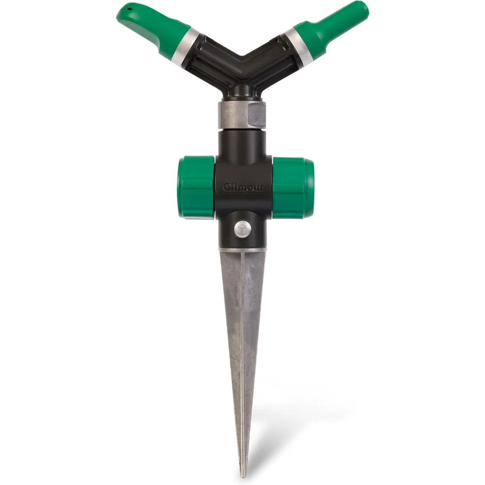 

adjustable spinning sprinkler with spike base, whirling sprinkler head for 360 degree coverage in flower beds and vegetable gar