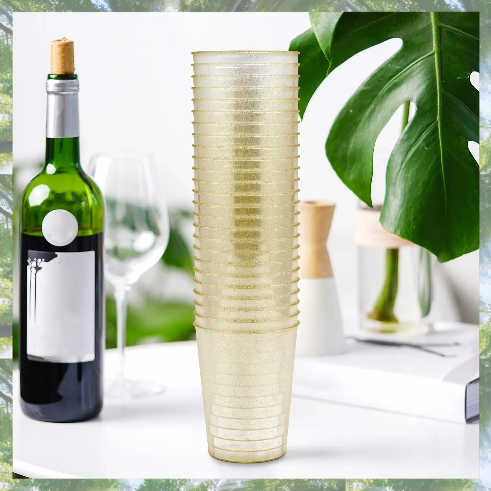 

Золотые пластиковые стаканчики Trend 2025 года, одноразовые пластиковые бокалы для вина с золотым блеском, прозрачные пластиковые стаканчики, стаканы для рождественской вечеринки