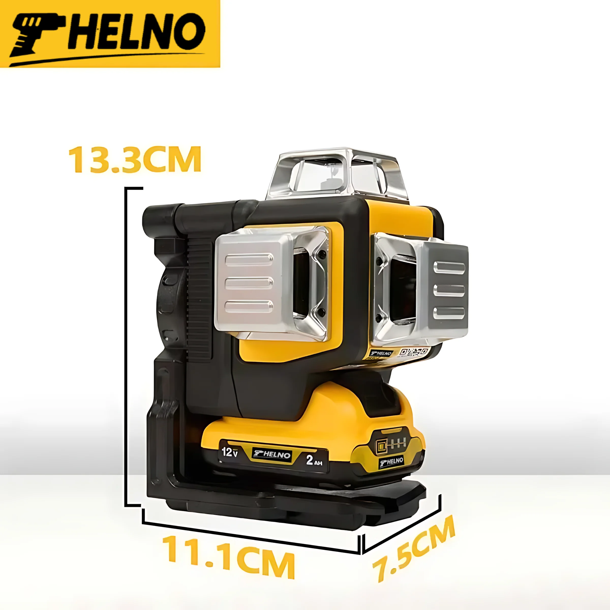 HELNO 3 Sides*360 Degree Vertical Lines Laser Level Meter Outdoor 12V Lithium Battery Horizontal Green Light Level