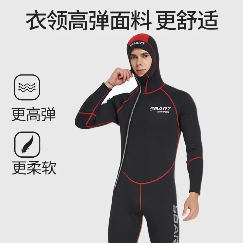 3MM Neoprene Hooded Wetsuit Men's Long Sleeve Thickened Wetsuits Submersible Men Warm Scuba Diving Suit Swim Surf Jellyfish Suit