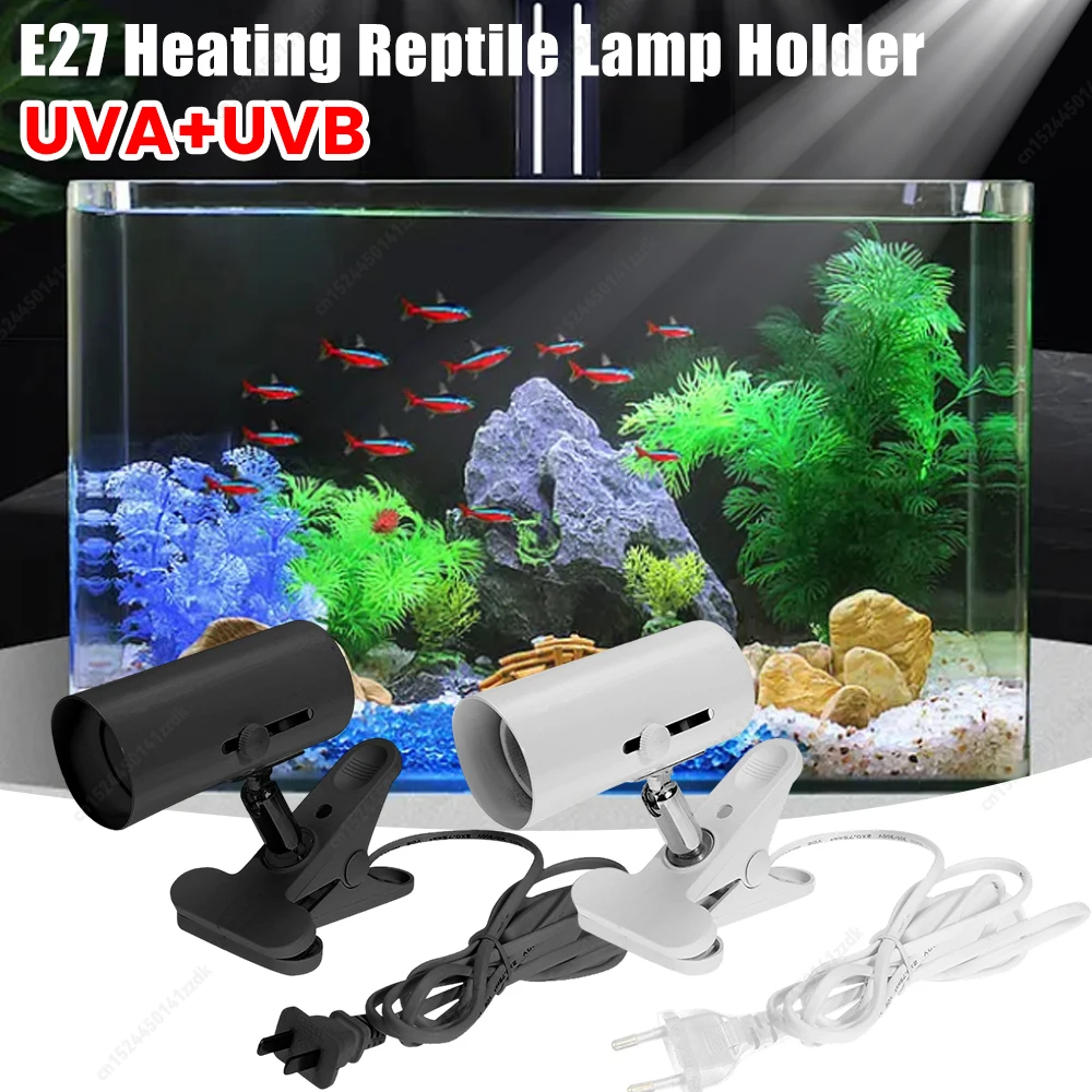 الاتحاد الأوروبي/الولايات المتحدة التوصيل 360 درجة مرنة لمبة مكتب حامل E27 التدفئة الزواحف مصباح حامل UVA + UVB كليب على غطاء لمبة لضوء الحيوانات الأليفة 1/2 قطعة #1