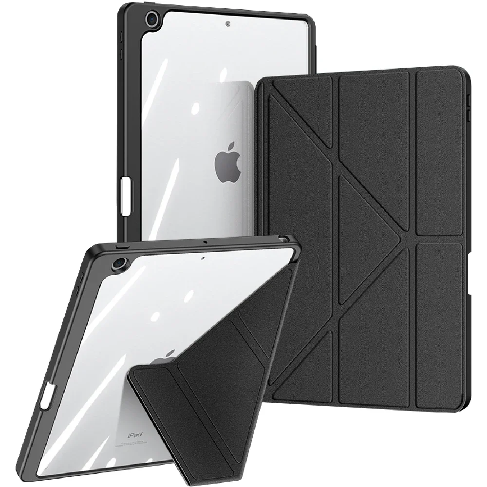 

For Apple iPad 10.2 2022/iPad Pro 12.9 11/iPad Air 4 5 Case Detachable Tablet Multiple Stand Angles Clear Back Cover Mini 6