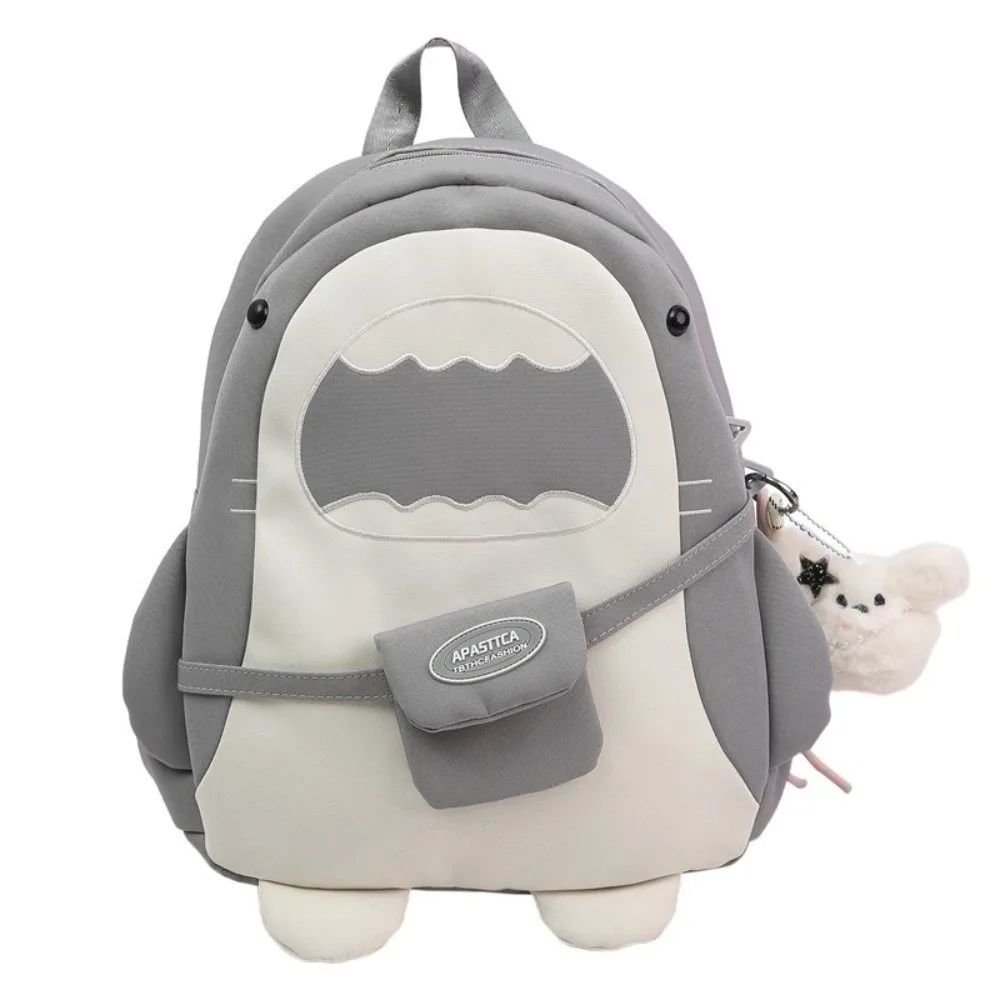 Large Capacity Cartoon Backpack Versatile Creative Student Backpack Simple Design Lightweight Shark Backpack Student Life