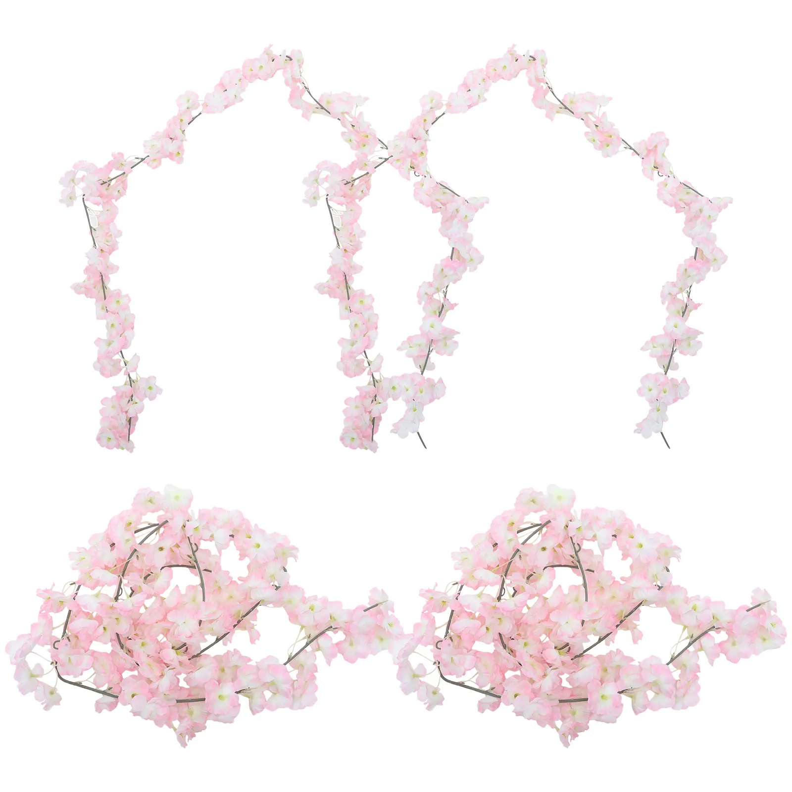 

4 Pcs Cherry Blossom Vine Artificial Flowers Decor Natural Looking Wedding Party Home Wall Fake Flowers iental Swag