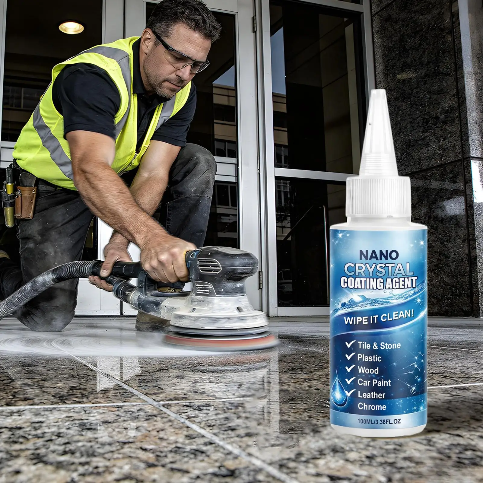 

Нанокристаллическое покрытие для камня 100 мл: полироль для гранита, керамический герметик и усилитель блеска для плитки, кварцевых столешниц и кухонь