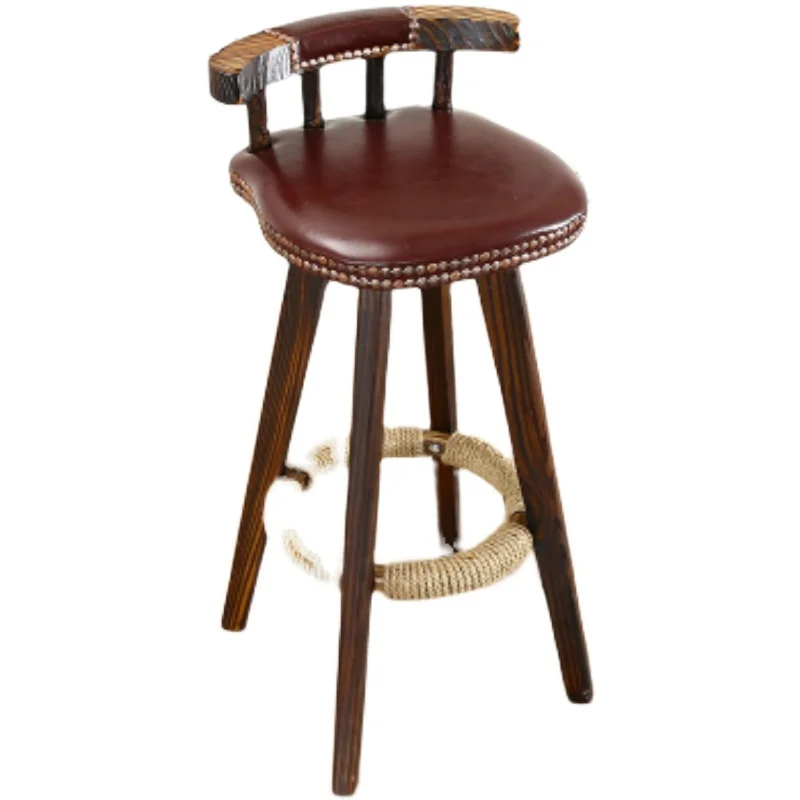 Solid wood high bar chair retro bar stool home front desk stool high stool retro creative bar chair