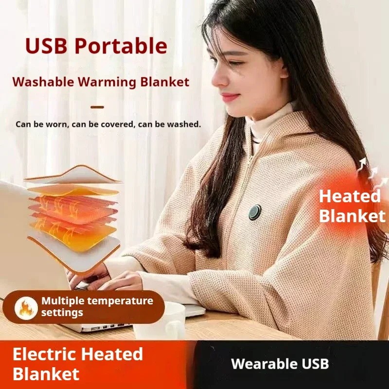 

USB Electric Blanket Electric Heated Blanket Heating Usb Powered Heating Shawl Wraps for Women Wearable Heated Throw Blanket