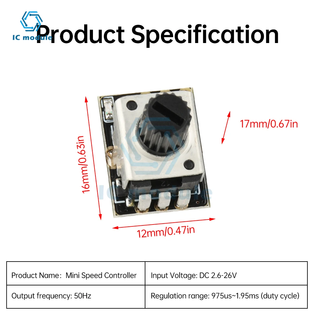DC 2.6-26V Mini ESC Tester DIY Brushless Fan Simple Aeromodelling Motor PWM Governor