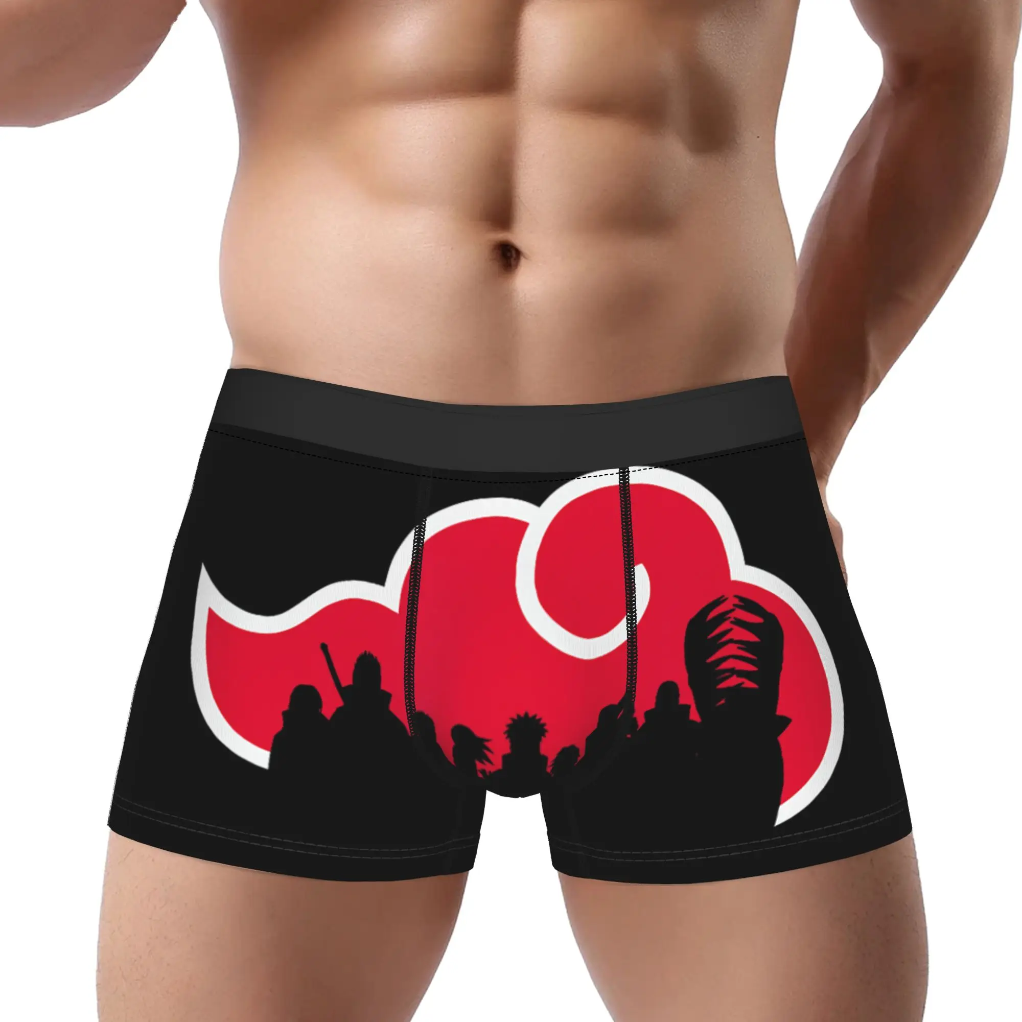 Naruto Shippuden Akatsuki Silhouette Anime  Underpants Homme Panties Men's Underwear Ventilate Shorts Boxer Briefs