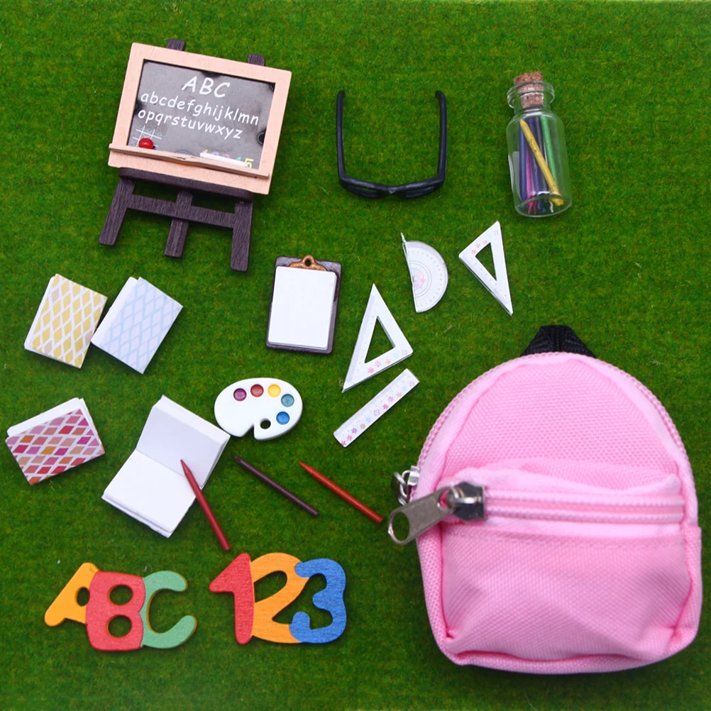 

Dollhouse Stationery Miniature School Supplies Childrens Toy Playset Toys for Kids Backpack Girls