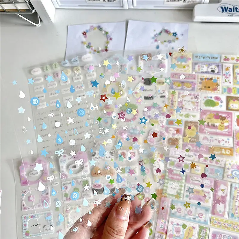 INS High Beauty Cut Film ملصقات لطيفة على الطراز المبكر القديم مادة حدود شفافة مزدوجة مجمعة لحساب اليد